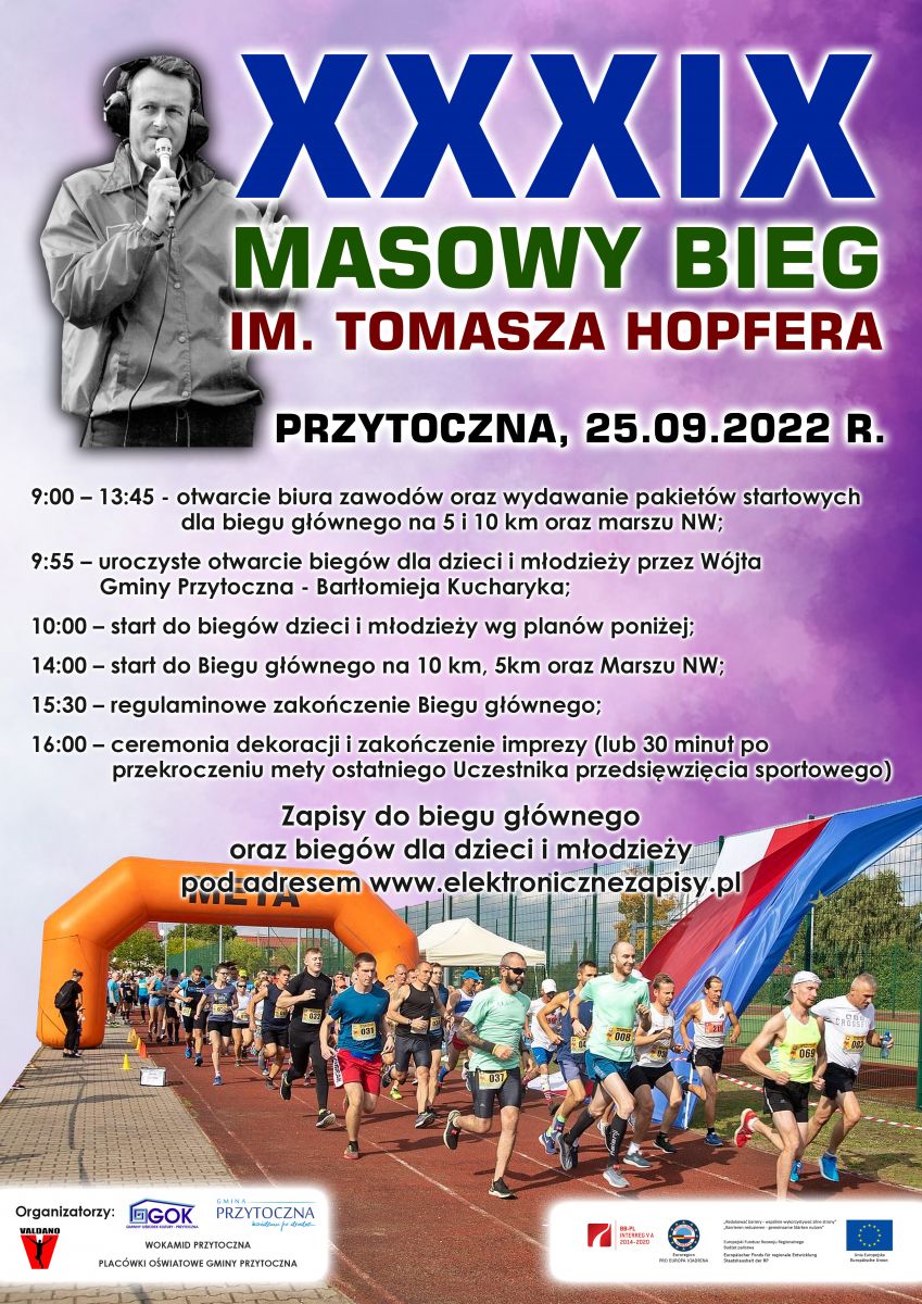 Plakat XXXIX MASOWY BIEG IM. TOMASZA HOPFERA